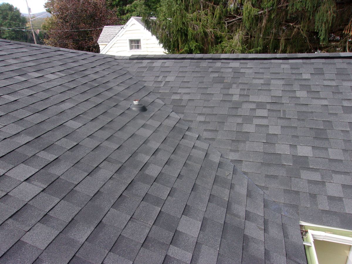 Close view of new Granite Black architectural shingles